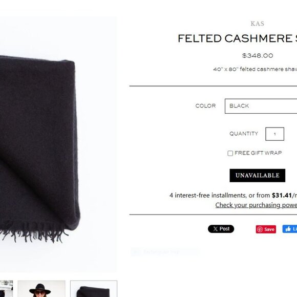 Cashmere {{THICK}} Felted Scarf Black - Picture 16 of 16